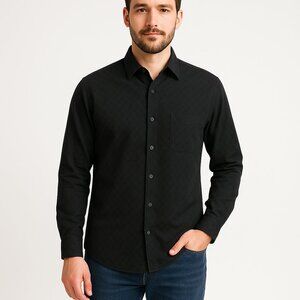 Stamp 10 Textured Black Button-Up | Size Large